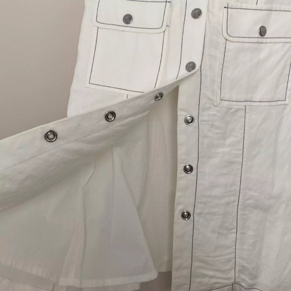 New KARL LAGERFELD PARIS Linen Blend Shirt Dress Snap Front Short Sleeve Size 2 - Picture 6 of 16